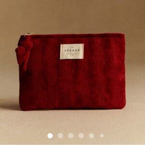 NWT - Sézane Flat Pouch in Red Corduroy Velvet